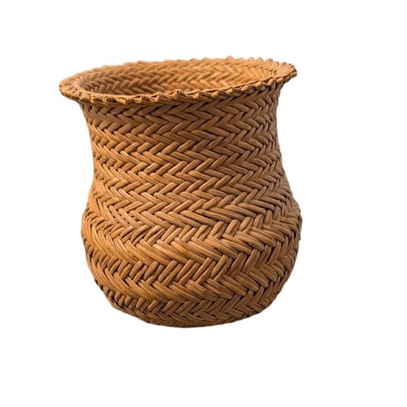 Tarahumara Pin Needle Basket Vintage Olla Shaped Twill Pattern Flared Rim - Picture 6 of 10